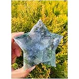 DOUPE Positive Energy Crystal 1 PC Natural Moss Agate Pentagram Bowl Reiki Healing Room Decoration Suitable for Home Office D