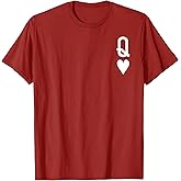 Queen of Hearts King of Heart Couple Matching Women Letter Q T-Shirt