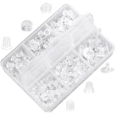 550Pcs Silicone Earring Backs, 6-Style Soft Clear Rubber Earring Stopper | Hypoallergenic Rubber Earring Backs for Studs, Fish Hooks &amp; Hoops. Safety Comfortable Stopper. Great for Travel/Gift