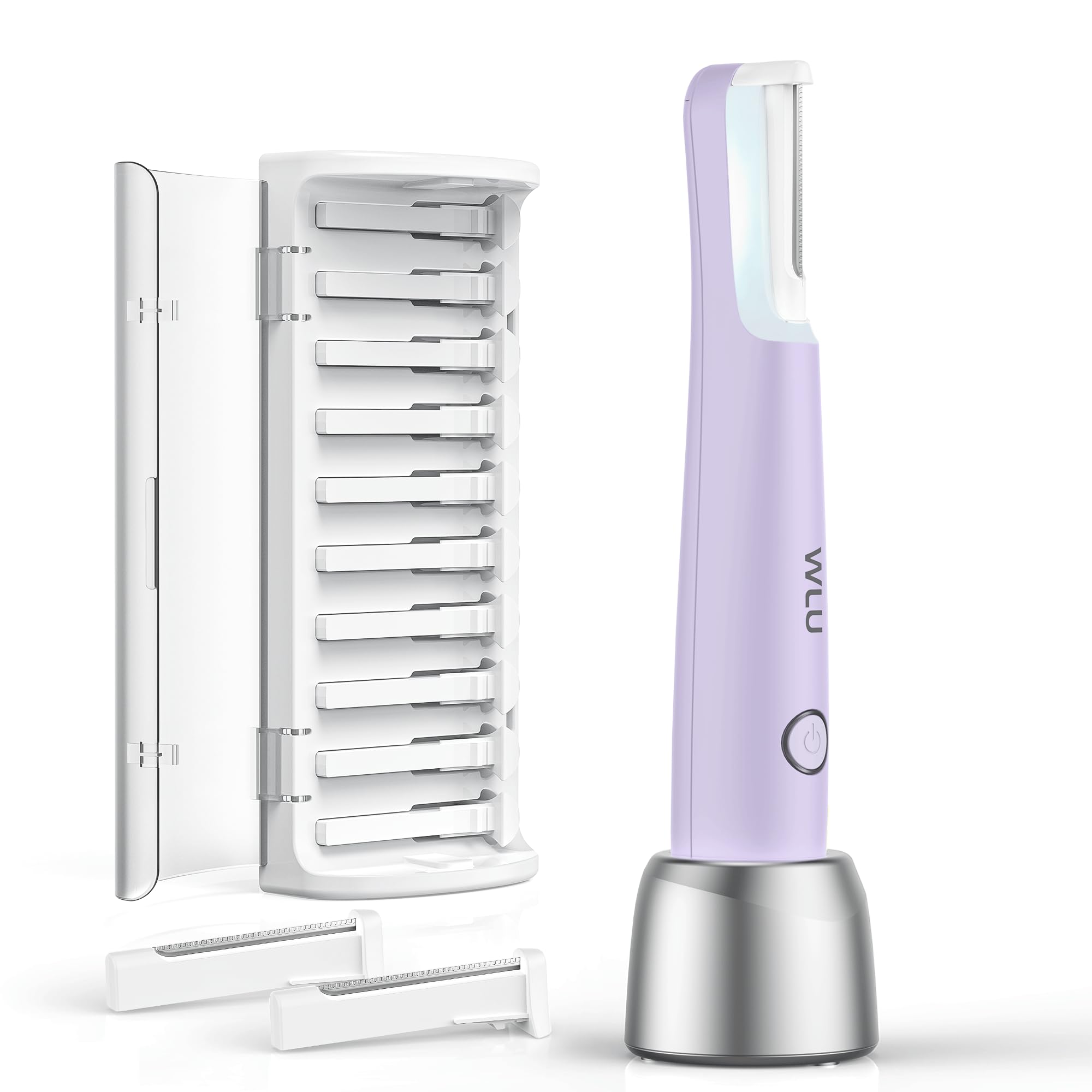 Photo 1 of Dermaplane Razor for Women Face, WLU Rechargeable Face Dermaplaning Tool – Peach Fuzz, Facial Hair & Exfoliation Removal, Sonic Technology with LED Light, 3 Speeds & 10 Blades (Purple)