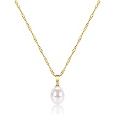 EAMTI Pearl Necklaces for Women Trendy 925 Sterling Silver Freshwater Cultured Single Pearl Necklace Dainty Pendant Necklace