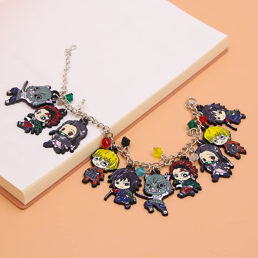 SONGCHANGJEWELRY Anime Figure Tanjiro Charm Bracelet - Tanjiro Nezuko Zenitsu Inosuke Figure Bracelet - Gifts