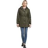 kate spade new york womens Water Resistant Quilted Hooded Jacket With Adjustable Waist