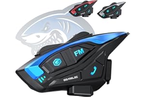 gearelec Motorcycle Bluetooth Headset 【Deep Bass & Superior-Noise-Reduction】 Motorcycle Helmet Bluetooth with Upgrade Hi-Fi Speakers, Motorcycle Intercom with Triple Noise-Reduction/IP65 Waterproof