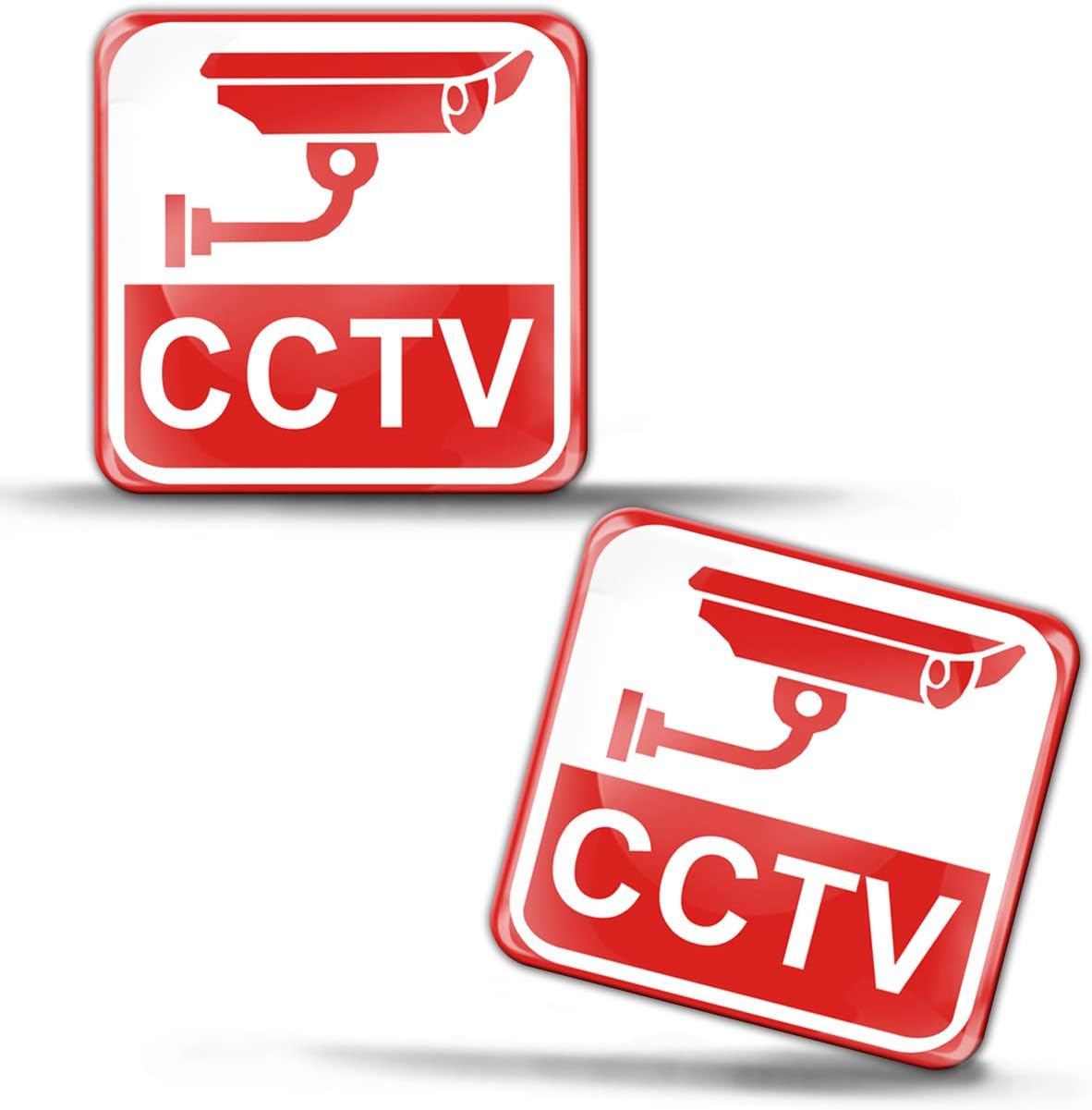 SkinoEu® 2 x 3D Gel Silicone Stickers Decals Warning Signs Alarm CCTV Camera Video Security Safety Surveillance Operation System Logo Car Auto Moto Motorcycle Windows Door PC Tablet Laptop KS 50