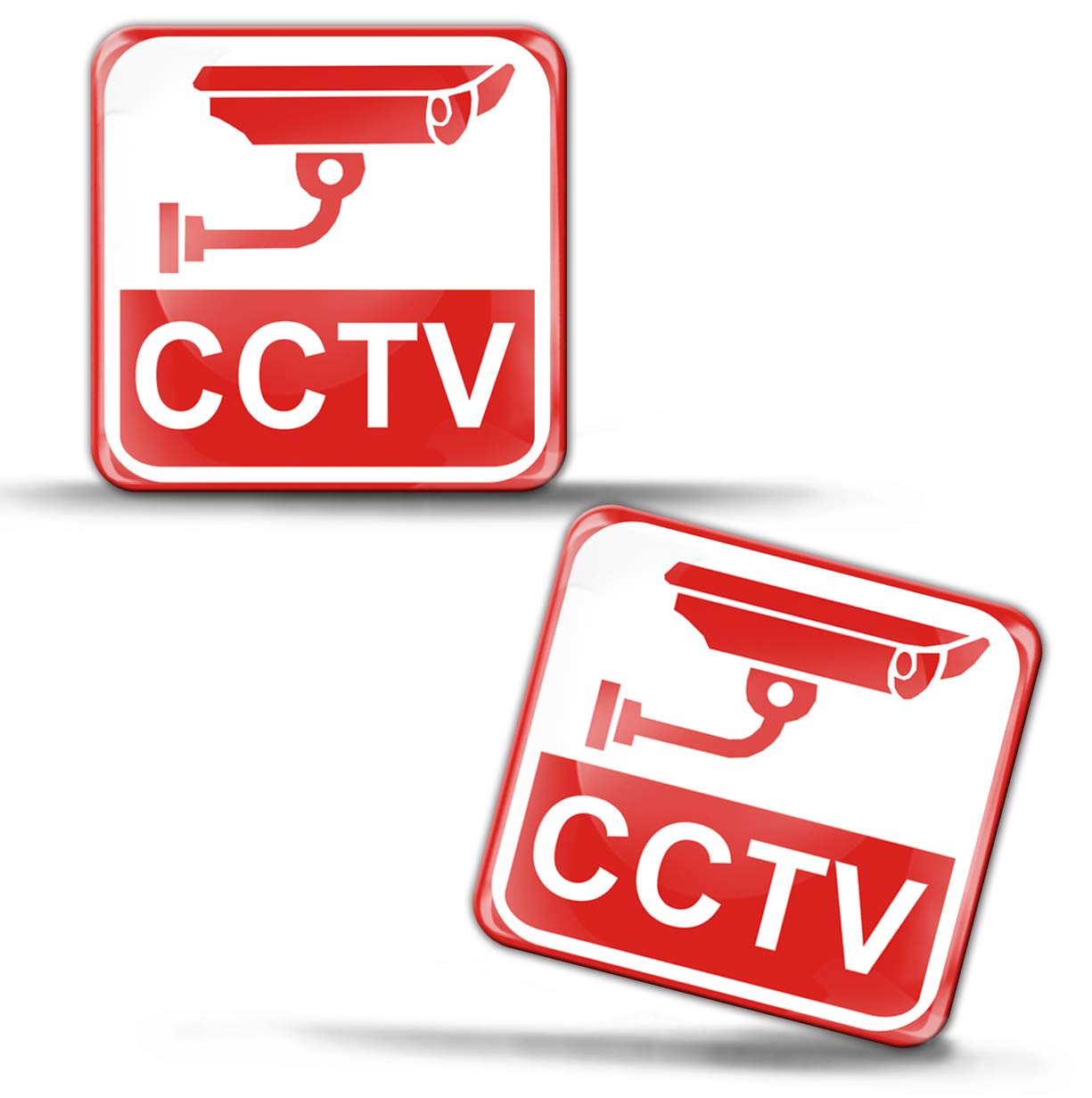 SkinoEu® 2 x 3D Gel Silicone Stickers Decals Warning Signs Alarm CCTV Camera Video Security Safety Surveillance Operation System Logo Car Auto Moto Motorcycle Windows Door PC Tablet Laptop KS 50