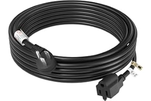 FIRMERST 1875W 15A Flat Plug Extension Cord 15 Feet Black