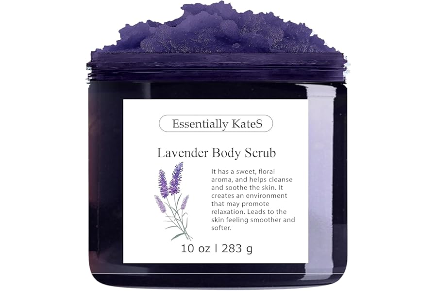 Lavender Body & Foot Scrub 10 oz – A blend of lavender essence, shea butter, and coconut oil for a fragrant journey to a serene countryside – The best stocking stuffer.