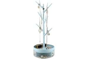 Branch Jewelry Rack With Rotatable Base and Storage Box Tree Tower Rack Hanging Organizer for Ring Earrings Necklace Bracelet