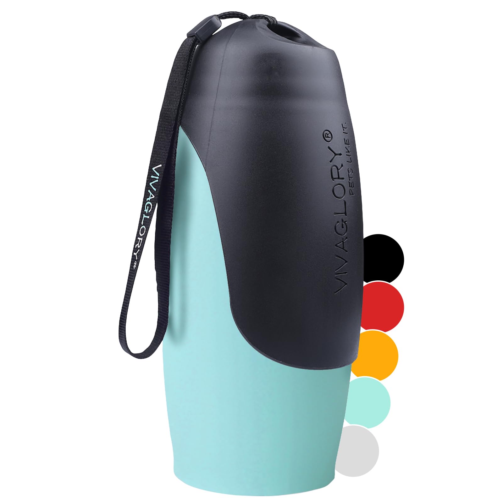 VIVAGLORY Pawhike Dog Water Bottle, Dog Drinking Bottle for Travel & Walking with Strap, Stainless Steel & Portable for Pet Puppy, 750ml, Mint Green