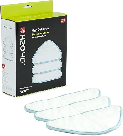 H2O HD Microfibre Cloth Pack 3 Replacement Cleaning Pads for Steam Cleaners