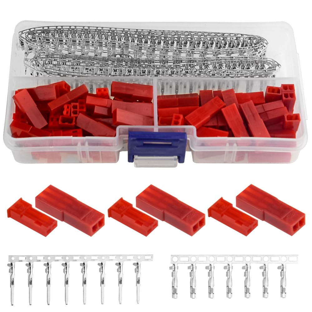 BGTXINGI 360Pcs JST SYP 2-Pin Female & Male Red Plug Housing Crimp Terminal Connector Kit