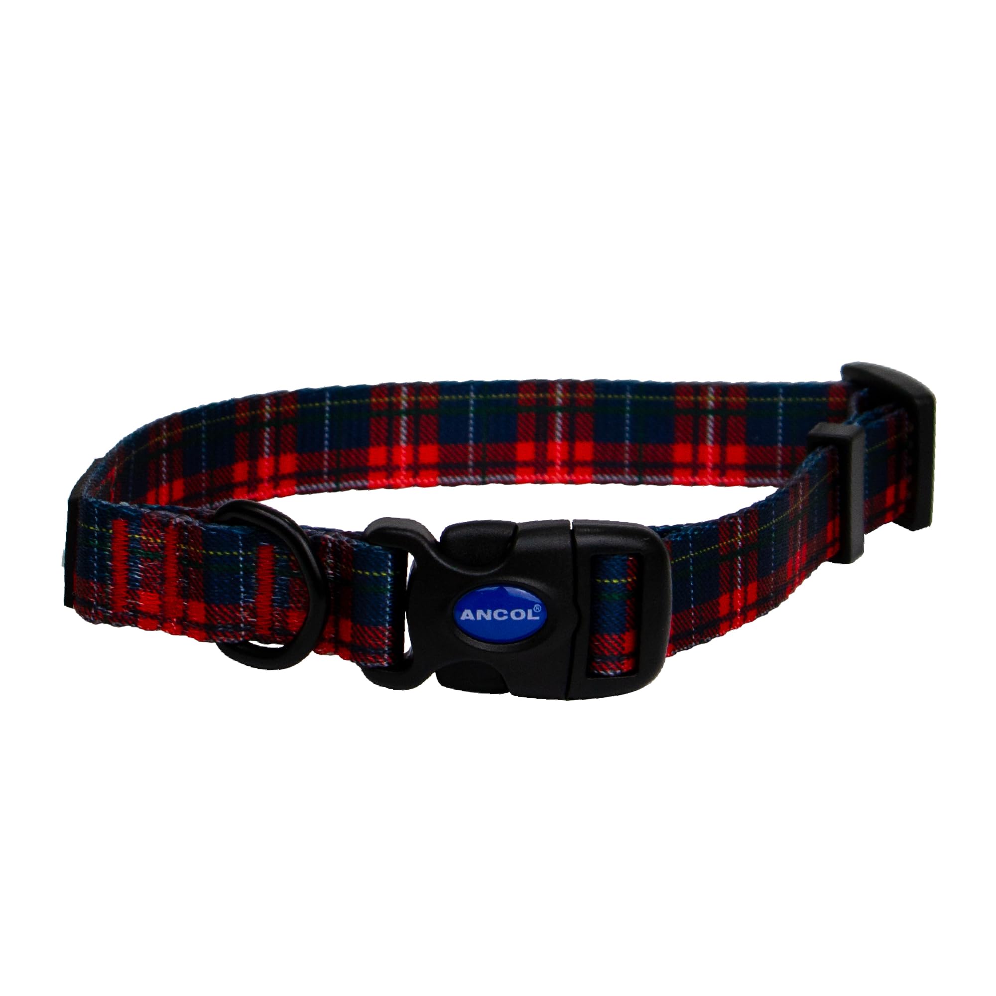 Ancol Soho Round Dog Collar Tartan Patterned - 100% Recycled Fabric Comfortable Pet Accessory - Sturdy Adjustable Buckle Puppy Neckband - M — image 1