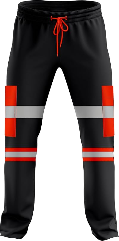 mymixtrendz Mens Hi Vis Two Tone Reflective Tape Cuffed Workwear Jogging