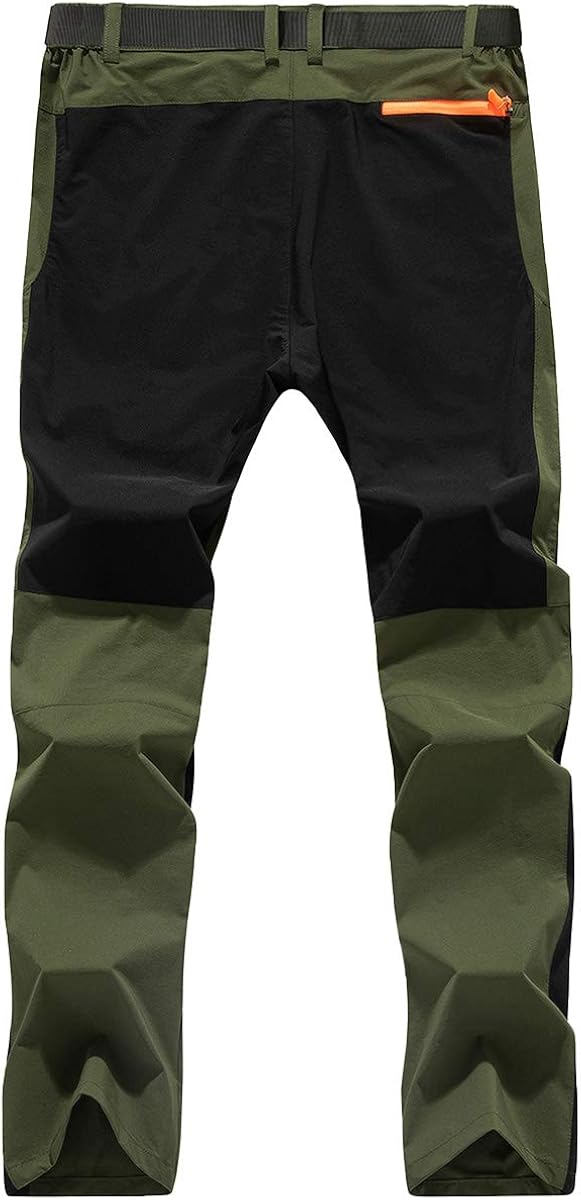 LTIFONE Mens Hiking Outdoor Athletic Pants, Quick-Dry Lightweight Waterproof with Zipper Pockets and Belt: Clothing