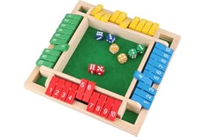 Funny Shut The Box Dice Game, 2-4 Player Family Wooden Board Table Math Games, 8 Dices Classics Strategy Games for Family Nig