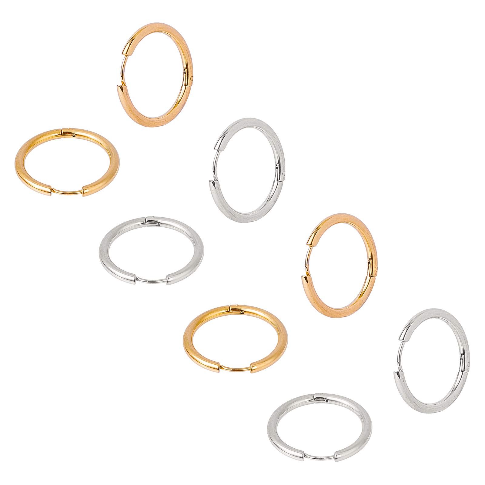 UNICRAFTALE 16pcs 2 Colors 25mm Polishing Hoop Earrings Stainless Steel Huggie Earrings Hoop Earrings Components for DIY Women Earrings Jewelry Making, Golden & Stainless Steel Color