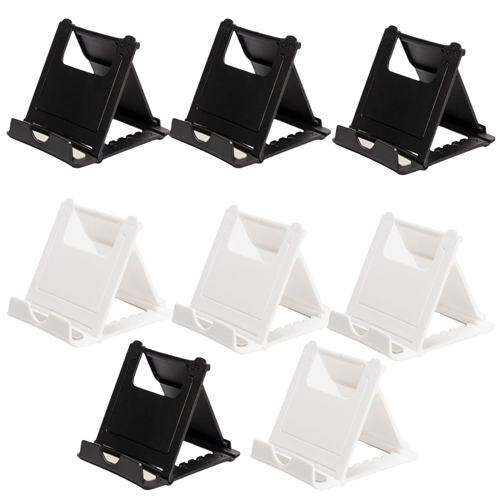 LMOGWL 8-piece foldable phone holder, adjustable angle phone holder, compatible with iPhone 16, 15, 14, 12, 11 Pro Galaxy Huawei, portable desktop holder for all smartphones (black 4, white 4)