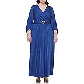 Eliza J Womens Gown Style Social Knit Long Sleeve Vneck Dress