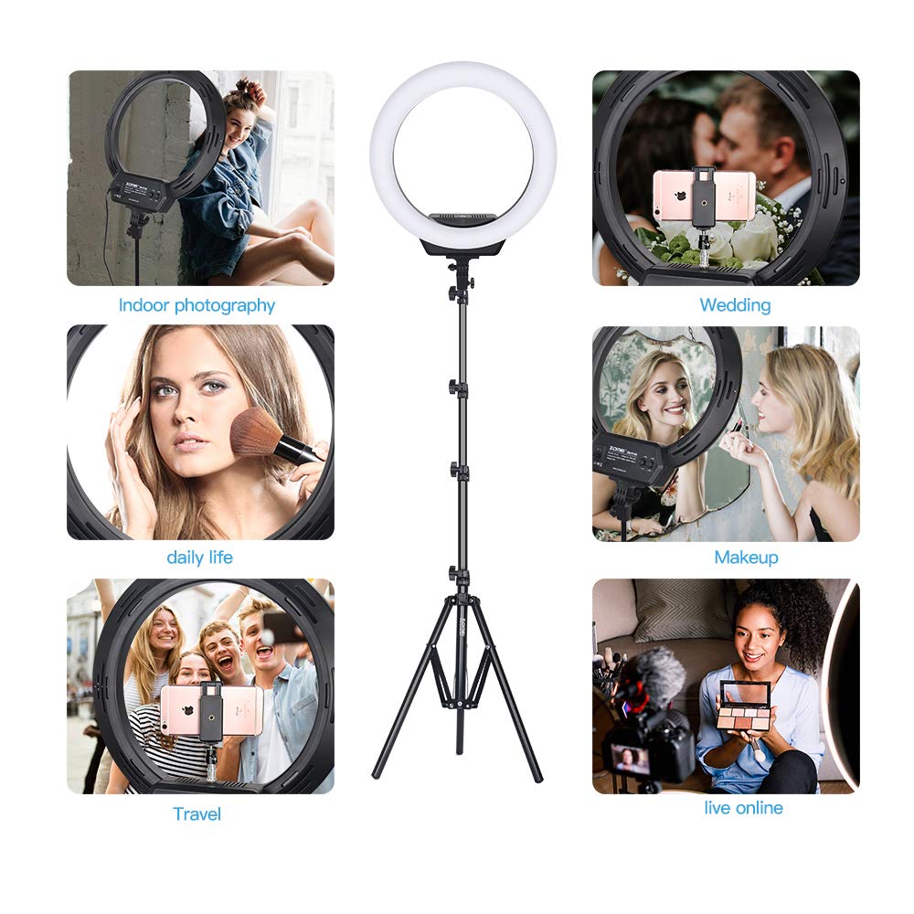ZOMEI Ring Light Kit,16 inch Ring Light with Stand,LED Dimmable 50W Adjustable 3200-5500K Carrying Bag for Camera Smartphone, You Tube,Self-Portrait Shooting Good for Beauty Facial Make Up Live Stream