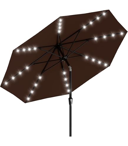 Best Choice Products 10ft Solar Polyester LED Lighted Patio Umbrella w/Tilt Adjustment and UV-Resistant Fabric