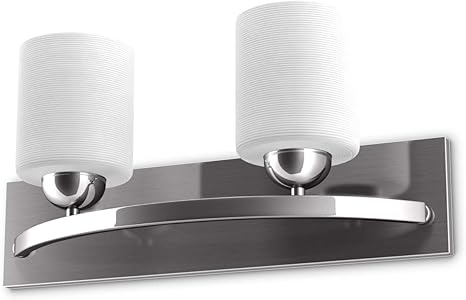 Amazon Com Safstar Bathroom Vanity Light Bath Light Bar Fixture Interior Lighting Brushed Nickel With White Glass Shade Wall Sconce Pendant Lamp Two Light Home Improvement