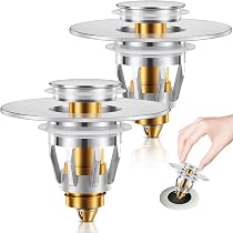 2-Pack Bathroom Sink Stopper Drain Plug - Universal Fit For 1.1" To 1.85" Holes - Pop-Up Design With Hair Catcher - Solid Brass - View #7