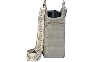 WanderFull Original HydroBag | Quilted Water Bottle Holder with Strap | Tote Bottle Carrier Crossbody Bag with Pockets