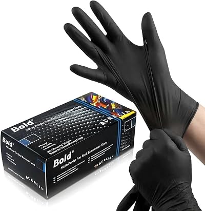 UK BEST BRANDS Black Nitrile Gloves Small 100 Pcs Heavy Duty Tattooist
