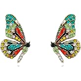 DEYOUM Butterfly Earrings for Women Unique Colorful Rhinestone Crystal Butterfly Dangle Drop Earrings Statement Charm Jewelry Gift