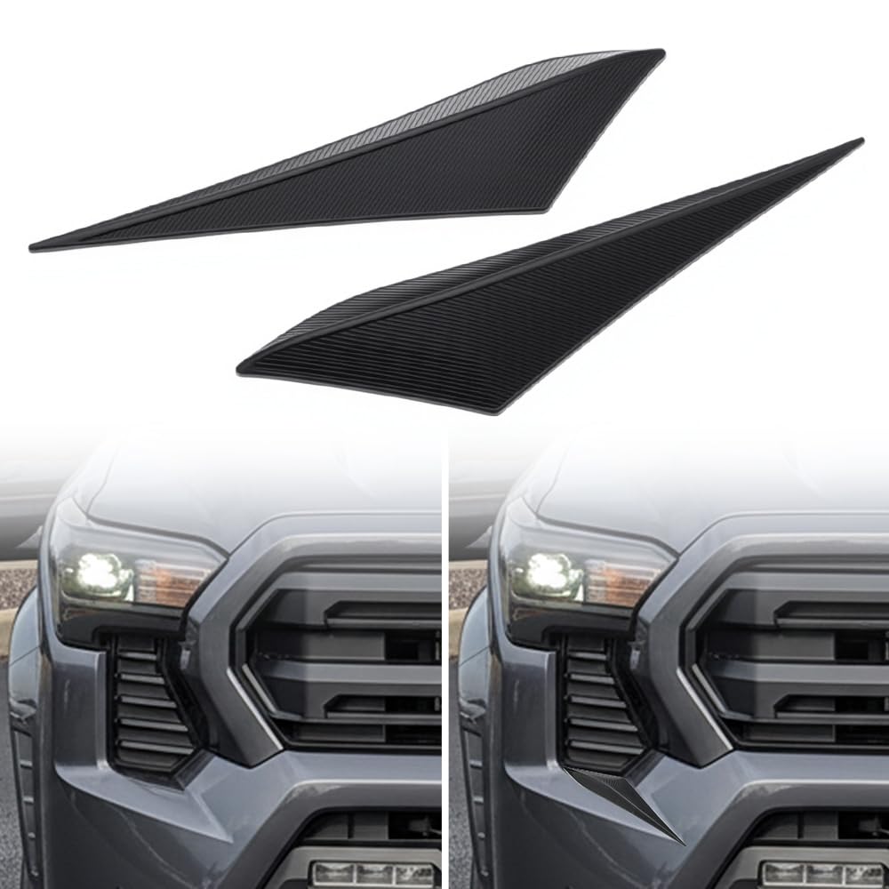 View 1 of 2 Pcs Front Side Grille Patch Decor for T'oyota Tacoma 2026 2025 2024 Custom Truck Style for 4th Gen Tacoma Accessories Dent Protection Silcone Front Headlight Grille Decals 3M Tape