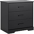 Prepac Rustic Ridge Farmhouse Nightstand Bedside Table, Black Nightstand for Bedroom, End Table with 3 Drawers 16.25"D x 27.5"W x 26.75"H
