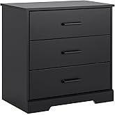 Prepac Rustic Ridge Farmhouse Nightstand Bedside Table, Black Nightstand for Bedroom, End Table with 3 Drawers 16.25"D x 27.5"W x 26.75"H