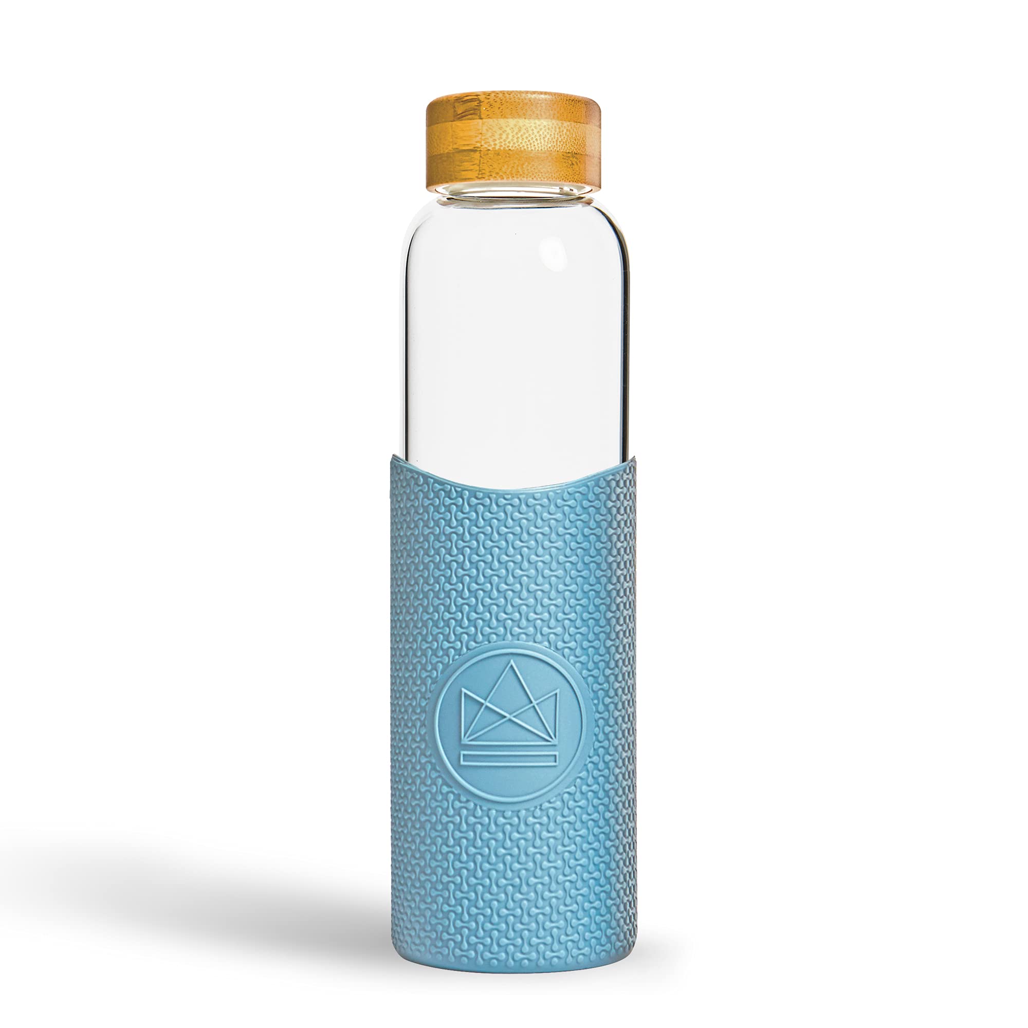 Neon Kactus Glass Water Bottle | Reusable Made with Borosilicate Glass | Travel Water Bottle | For Hot & Cold Drinks | Durable, Leakproof, Non-Slip & Dishwasher-Safe | Pastel Blue, 550ml — image 1