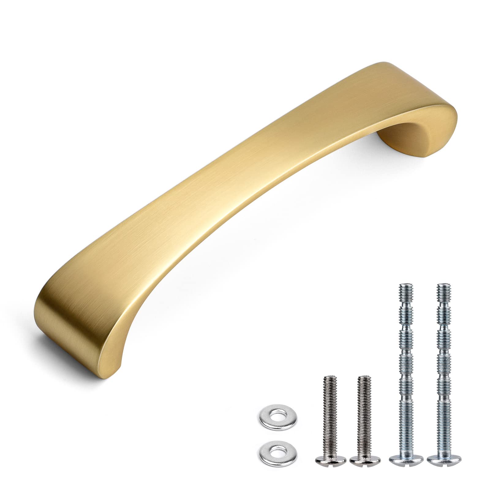 WEAVERBIRD 6pcs Cupboard Handles Arch Cabinet Handles 96mm Zinc Alloy Drawers Wardrobe Gold Door Kitch Hole Center Dresser Table Pulls Golden Furniture Hardware Handle