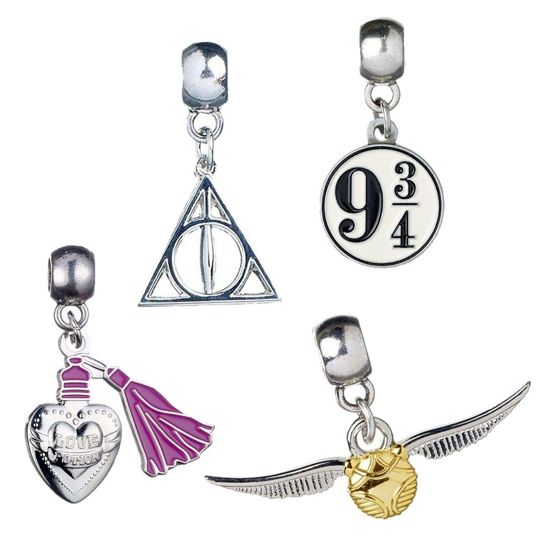 The Carat Shop Harry Potter Golden Snitch/Deathly Hallows/Love Potion/Platform 9 3/4 Slider Charm Set HP0070