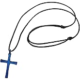 555Jewelry Stainless Steel Cross Necklace for Men - Cross Pendant with 18 Inch Adjustable Black Rope Cord - Mens Cross Necklaces