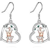 ZPMMPZ Heart Earrings 925 Sterling Silver Animal Dangle Earrings Heart Jewelry Gifts for Women