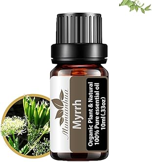 MumianhuaMyrrh Essential Oil 100% Pure Earthy Balsamic Aroma Natural Myrrh Oil for Diffuser, DIY Skincare, Wrinkle, Hair, Beard Oil & Candle Making,Office Wellness 0.33 Fl Oz