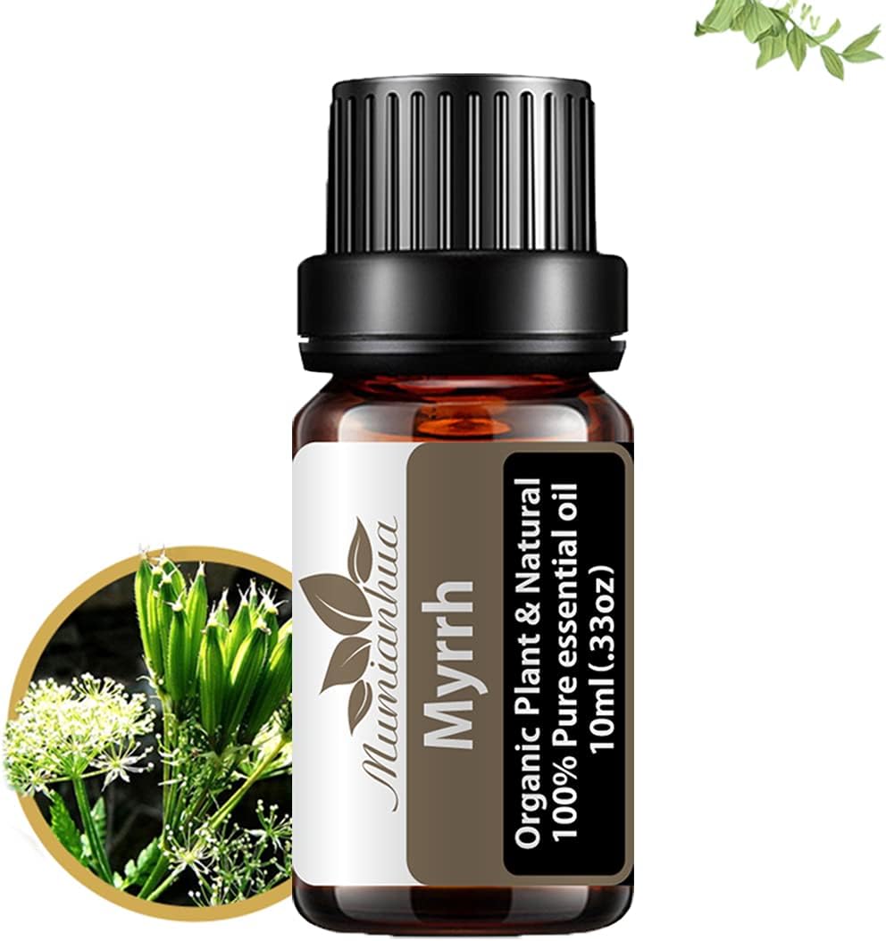 MumianhuaMyrrh Essential Oil 100% Pure Earthy Balsamic Aroma Natural Myrrh Oil for Diffuser, DIY Skincare, Wrinkle, Hair, Beard Oil & Candle Making,Office Wellness 0.33 Fl Oz