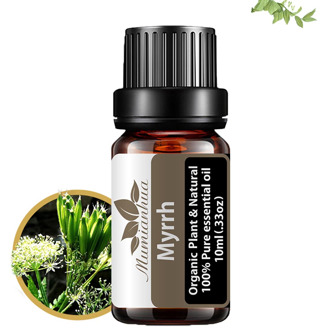 MumianhuaMyrrh Essential Oil 100% Pure Earthy Balsamic Aroma Natural Myrrh Oil for Diffuser, DIY Skincare, Wrinkle, Hair, Beard Oil & Candle Making,Office Wellness 0.33 Fl Oz