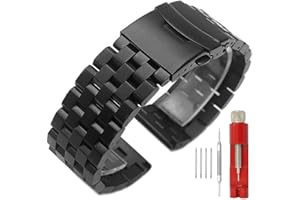 SINAIKE 24mm 22mm 20mm 18mm Metal Watch Band Premium Solid Stainless Steel Watch Bracelet Straps for Men Women Blue/Black/Silver