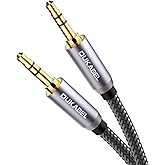 DUKABEL Top Series Audio Cable 8 Feet (2.4 Meters) - Shielded Aux Cable Cord 3.5mm Male to Male Stereo Auxiliary Cable Cord/Crystal-Nylon Braided / 24K Gold Plated / 99.99% 4N OFC Conductor