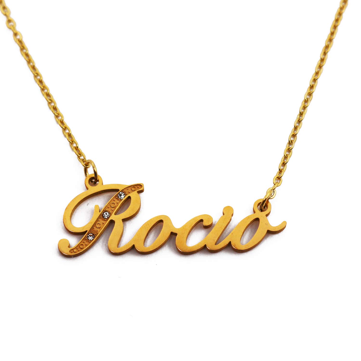 Rocio Personalised Name Necklace With Cubic Zirconia Silver Tone , Custom Dainty Name Pendants, Jewellery for Ladies, Girlfriend, Mother, Sister, Friends