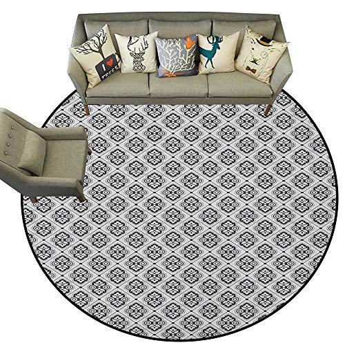 Vintage,Mat Abstract Floral Motifs in Rhombus Grid Paisley and Circles Pattern D60 Indoor/Outdoor Rubber Mat