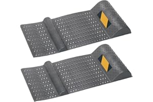 2Pcs Garage Parking Mat Non-slip Reinforced PP Garage Parking Aid 21x10x2 Inch Dark Grey Wheel Stopper for Most Vehicles