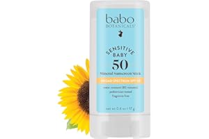 Babo Botanicals Sensitive Baby Mineral Sunscreen Stick SPF 50-70% Organic Ingredients - Zinc Oxide - NSF & Made Safe Certifie