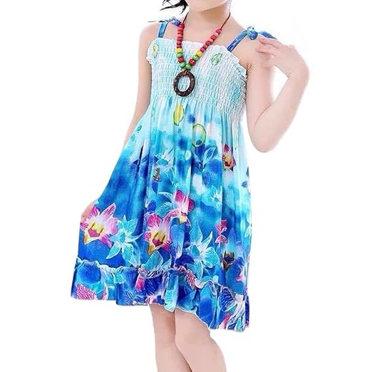 SODIAL(R) Neue Sommerart Maedchenkleider fuer Maedchen aermellos boehmische Kinder Strandkleid Maedchen Rose rot 3 Jahre