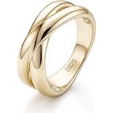 TOPROO Statement Ring for Women, 14K Gold Plated 925 Sterling Silver - Elegant Intertwined Band, Chunky Ring for Her Jewerly