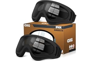 OXG 2 Pairs Motorcycle Goggles Fit Helmet, ATV Ski Goggles Anti-UV Dustproof Windproof Dirt Bike Goggles for Youth Men Women